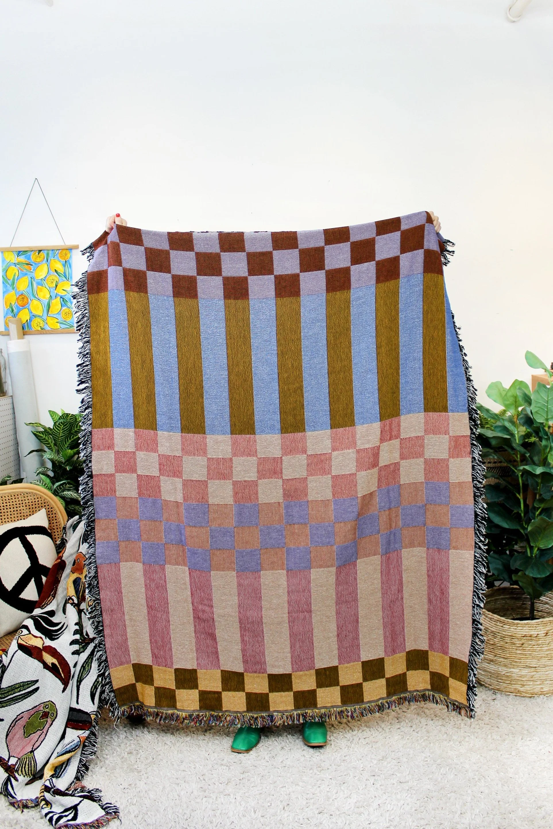 CHECKERED STRIPE TAPESTRY BLANKET IN FORT TILDEN — Calhoun & Co.